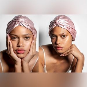 slip Silk Turban in Pink